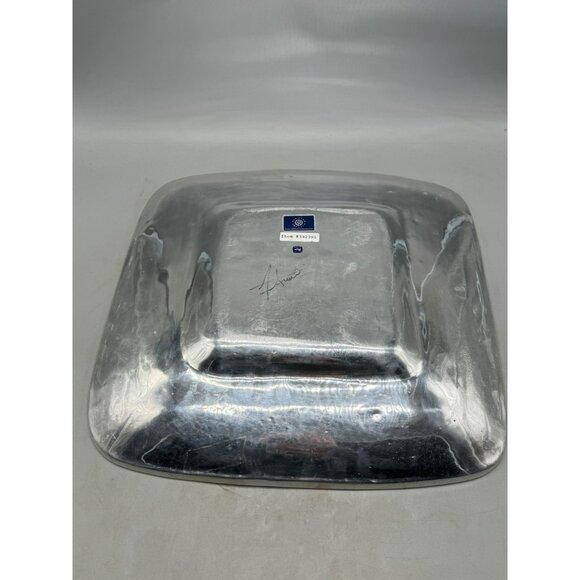 pewter 16" square tray lip old town imports centerpiece made Mexico signed READ - Picture 5 of 10